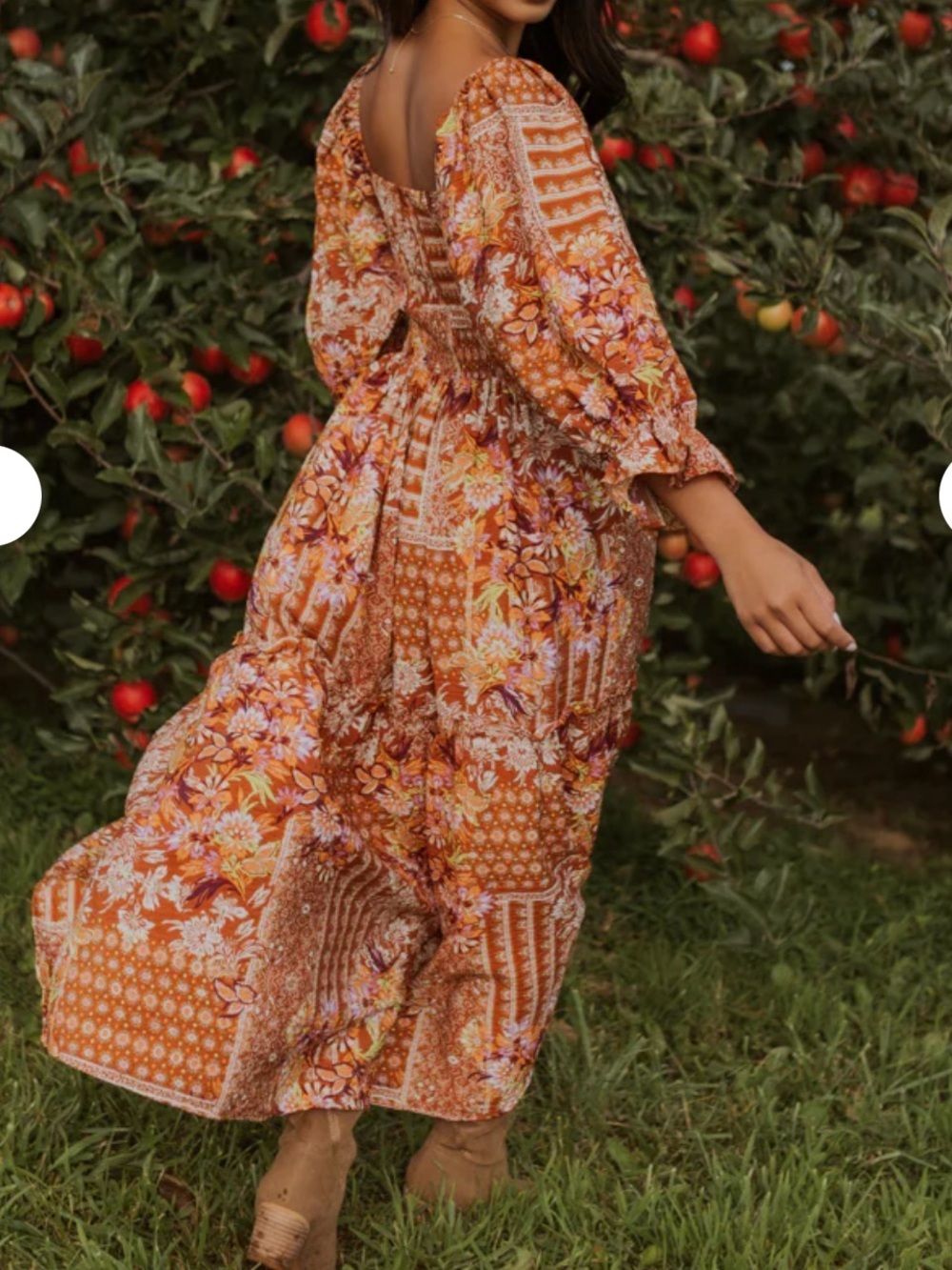 Fate boho style mixed print dress sleeves size Large